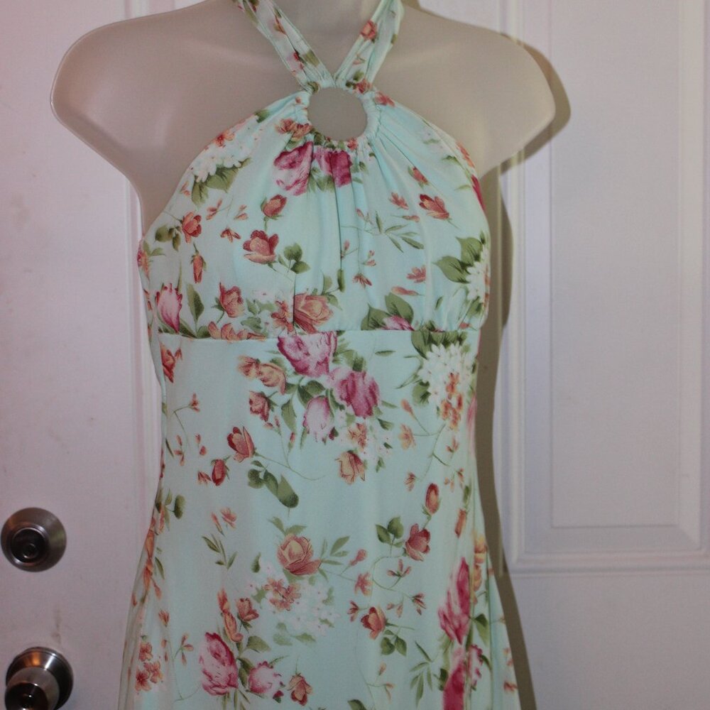 B Moss, Size 4, Dress Turquoise Y2K Fairycore Whimsical Vintage Halter Neckline - Picture 7 of 10